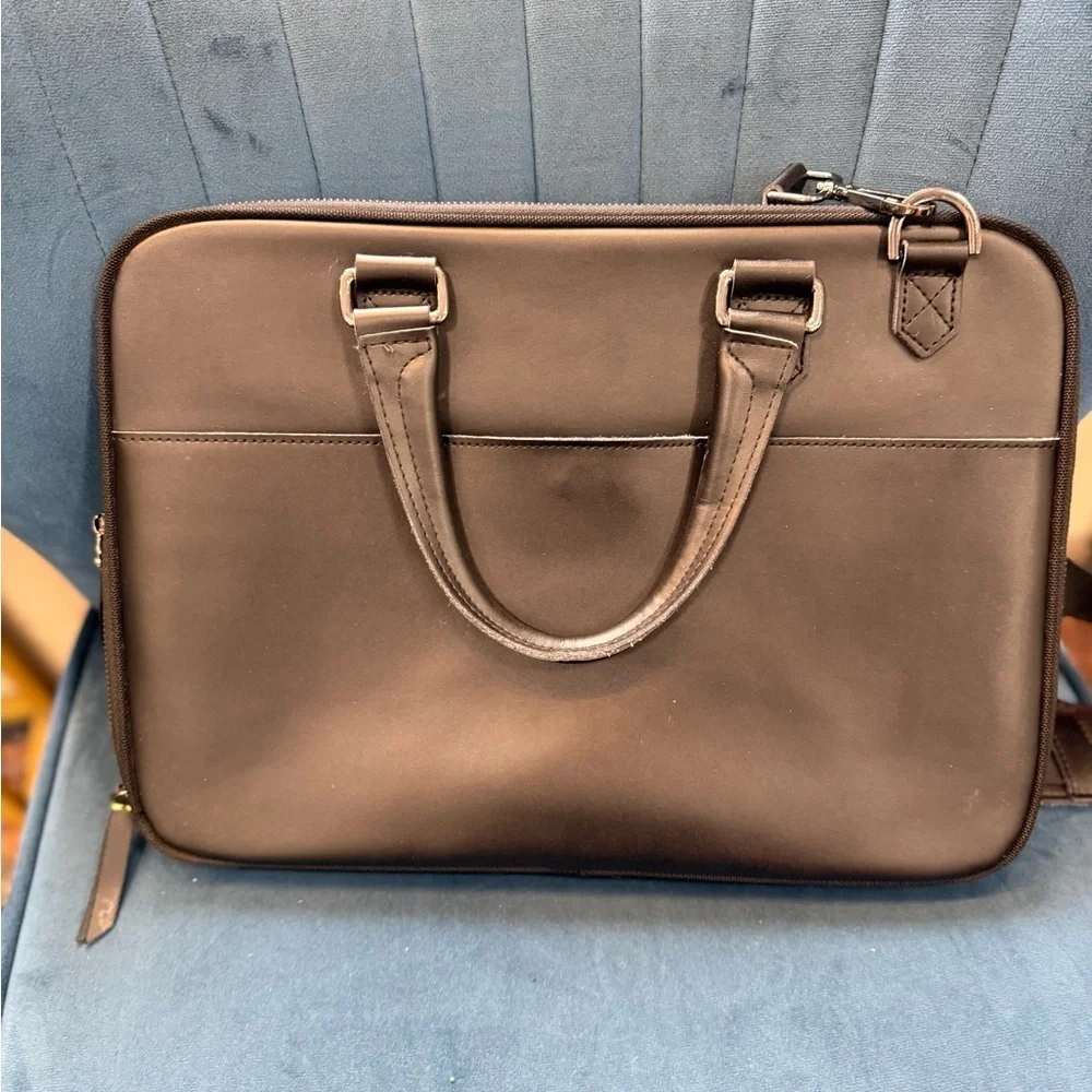 Robert Graham Leather Laptop Briefcase Black RG Lined Bag 15” EUC